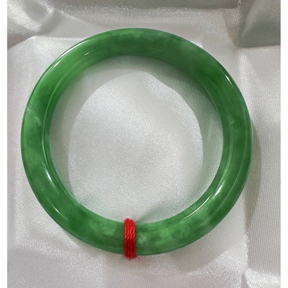 Natural Apple Green Jade Bangle Bracelet 56.5mm Inner Diameter | 9.3mm Width L07